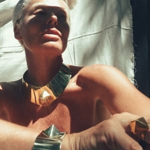 Square spike brass cuff bracelet modern design